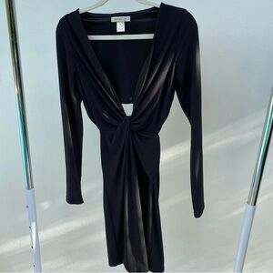 Y2K Arden B Black Slinky Long Sleeve Cutout Dress Size Medium